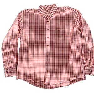 Fredrick Martin Button Down Dress‎ Shirt Checked Red Orange Mens Size XL 43-44